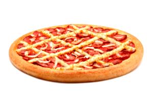 Quantas calorias em 1 fatia (111 g) Brasileira Pan Pizza (Grande)?