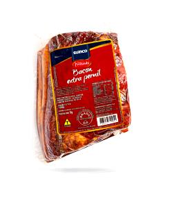 Quantas calorias em 1 fatia (15 g) Bacon Extra Pernil?