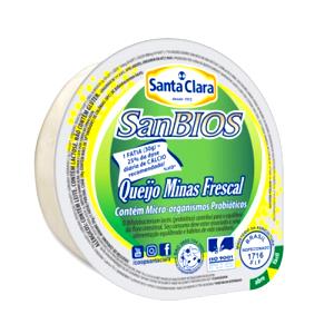 Quantas calorias em 1 fatia (30 g) Queijo Minas Frescal Sanbios?