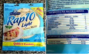 Quantas calorias em 1 fatia (40 g) Rap10 Light?