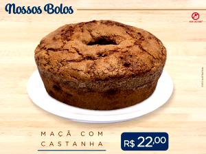 Quantas calorias em 1 fatia (60 g) Bolo de Maçã com Castanha?