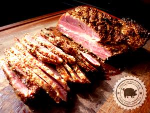 Quantas calorias em 1 Fatia (9,5 G) Pastrami de carne bovina, sem gorduras?