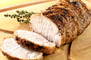 Quantas calorias em 1 Fatia Grossa (Aprox 11 Cm X 6,5 Cm X 1 Cm) Carne de Porco do Lombo Assada?