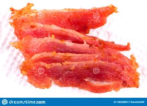 Quantas calorias em 1 Fatia Grossa (Produto Após Cozinhado) Bacon?