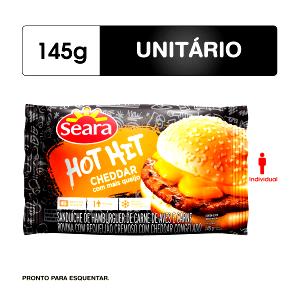 Quantas calorias em 1 hambúrguer (145 g) Hot Hit Cheddar com Mais Queijo?