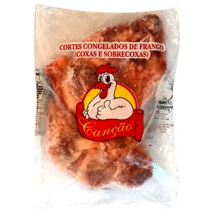 Quantas calorias em 1 Oz, Com Ossos, Cozida (Produto Após Ossos E Pele Removidos) Sobrecoxa de Frango (Pele Não Consumida)?