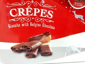 Quantas calorias em 1 Oz Crepe de Chocolate?