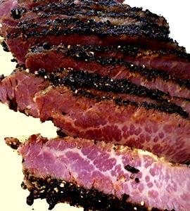 Quantas calorias em 1 Oz Pastrami de Carne de Vaca (Curado)?