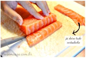 Quantas calorias em 1 Oz Sashimi de Salmão?