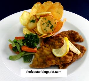 Quantas calorias em 1 Oz, Sem Ossos, Cru, Panado (Produto Após Cozinhado) Schnitzel de Vitela?