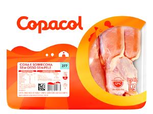 Quantas calorias em 1 Oz, Sem Ossos, Crua, Sem Pele (Produto Após Cozinhado) Coxa de Frango (Pele Não Consumida)?