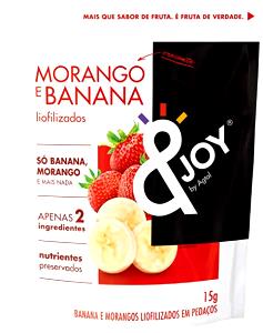 Quantas calorias em 1 pacote (15 g) Morango e Banana Liofilizados?