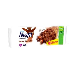 Quantas calorias em 1 pacote (20 g) Nesfit Cookie Integral Cacau e Avelã?