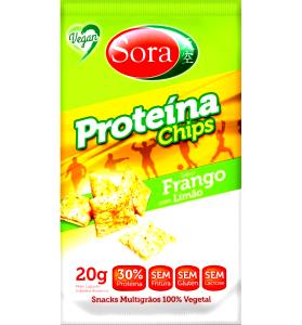 Quantas calorias em 1 pacote (20 g) Proteína Chips Sabor Frango com Limão?