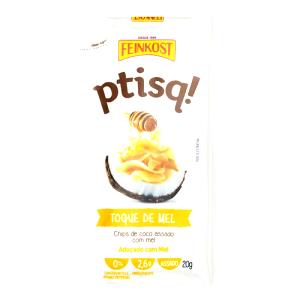 Quantas calorias em 1 pacote (20 g) Ptisq! Chips de Coco com Mel?