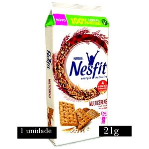 Quantas calorias em 1 pacote (21 g) Biscoito Nesfit 3 Cereais?