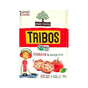 Quantas calorias em 1 pacote (25 g) Tribos Tomate e Manjericão?