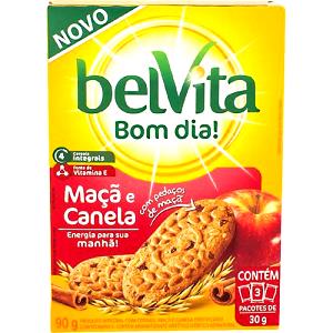 Quantas calorias em 1 pacote (3 biscoitos) (30 g) Belvita Maçã e Canela?