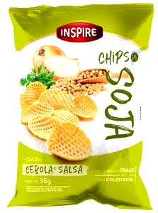 Quantas calorias em 1 pacote (35 g) Chips de Soja, Cebola e Salsa?