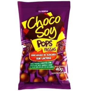 Quantas calorias em 1 pacote (40 g) Choco Soy Pops Passas?