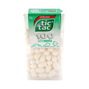 Quantas calorias em 1 pastilha (0,49 g) Tic Tac Menta?