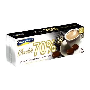 Quantas calorias em 1 pastilha (3,5 g) Pastilha de Chocolate Amargo com 70% de Cacau?