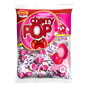 Quantas calorias em 1 pirulito (14 g) Pirulito Cherry Pop?