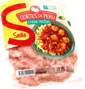 Quantas calorias em 1 Polegada Cúbica, Crua (Produto Após Cozinhado) Carne de Peru Moída?