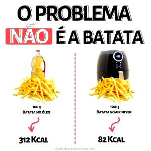 Receita de batata frita na airfryer, 108,91 calorias por porção