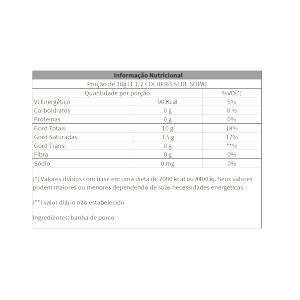 Quantas calorias em 1 porção (10 g) Banha de Porco?