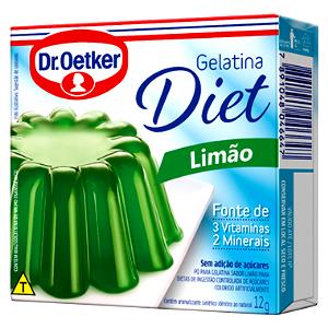 Quantas calorias em 1 porção (12 g) Gelatina Diet de Limão?