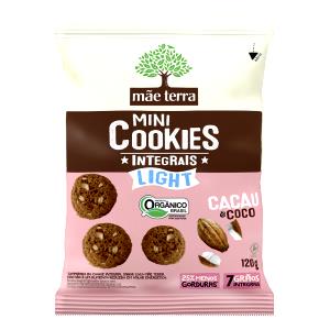 Quantas calorias em 1 porção (120 g) Mini Cookies Integrais Light Cacau e Coco?