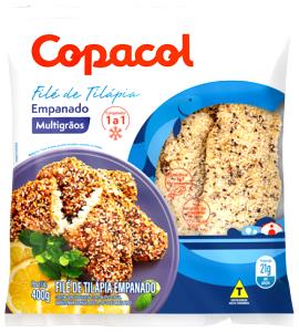Quantas calorias em 1 porção (130 g) Filé de Tilápia Empanado Multigrãos?