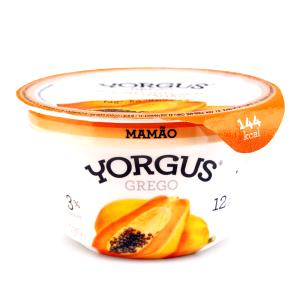 Quantas calorias em 1 porção (130 g) Yorgus Grego Mamão?