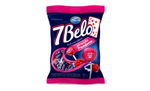 Quantas calorias em 1 porção (14 g) Pirulito 7 Belo Framboesa?