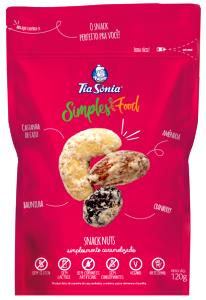 Quantas calorias em 1 porção (15 g) Snack Nuts Caramelizado?