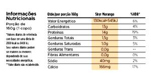 Quantas calorias em 1 porção (160 g) Skyr Morango?