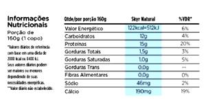 Quantas calorias em 1 porção (160 g) Skyr Original?