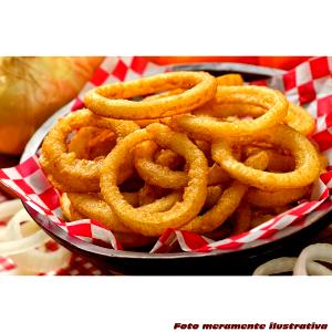 Quantas calorias em 1 porção (180 g) Onion Rings?