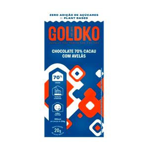 Quantas calorias em 1 porção (20 g) Chocolate 70% Cacau com Avelãs?