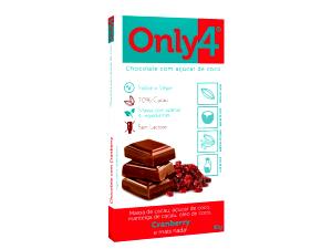 Quantas calorias em 1 porção (20 g) Chocolate 70% Cacau + Cranberry?