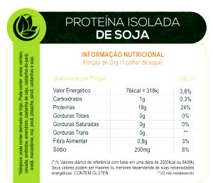 Quantas calorias em 1 porção (20 g) Proteína Isolada de Soja?