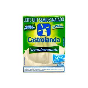 Quantas calorias em 1 porção (200 ml) Leite Semidesnatado?