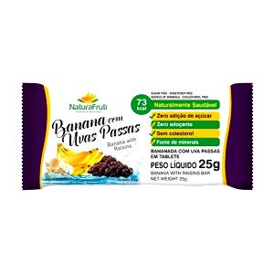 Quantas calorias em 1 porção (25 g) Bananada com Uvas Passas?