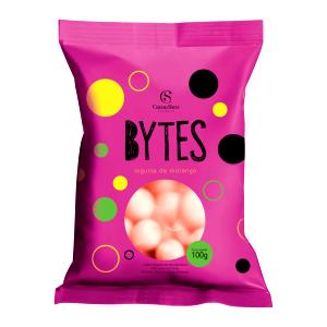 Quantas calorias em 1 porção (25 g) Bytes Iogurte de Morango?