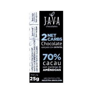 Quantas calorias em 1 porção (25 g) Chocolate 70% com Eritritol?