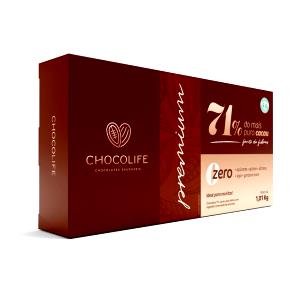 Quantas calorias em 1 porção (25 g) Chocolate 71% Cacau?
