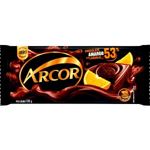 Quantas calorias em 1 porção (25 g) Chocolate Amargo 53% com Laranja?