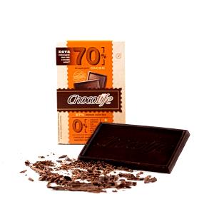 Quantas calorias em 1 porção (25 g) Chocolate Amargo 70% Cacau Zero Açúcar?