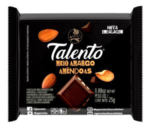 Quantas calorias em 1 porção (25 g) Chocolate Meio Amargo?